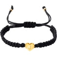 thumbnail image 2 of Gold Heart Initial Bracelets for Women - 26 Letters Initial Charm Bracelet Handmade Black Red Rope Braided Adjustable Jewelry for Mom Daughter Best Friend Birthday Mother's Day Gift, 2 of 6