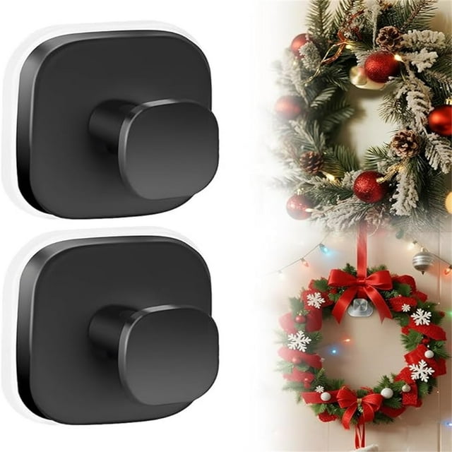 Christmas Glass Door Wreath Suction Hook | Alloy Material | Secure Holiday Decor Holder | Weather Resistant | Versatile Shower & Tile Use | Easy Installation | 2 Pack | Elegant Design | Strong Grip