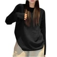 thumbnail image 2 of Antinious Womens Long Sleeve Solid Crew Neck Pullover Casual Tops,Sweatshirt for Women,Going Out Tops for Women,Black,L, 2 of 3
