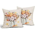 thumbnail image 6 of Autumn Fall Leaves Floral Pillow Covers 20X20 in Orange Maple Leaf Vase Couch Pillow Cases Pink Flower Thanksgiving Decorative Throw Pillows Set of 2 Rustic Home Decor for Room Couch Porch Patio, 6 of 6