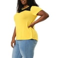 thumbnail image 4 of Agnes Orinda Women's Plus Size Lace Insert Short Sleeves Round Neck T-shirts, 4 of 6