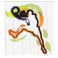thumbnail image 3 of Ambesonne Sketchy Shower Curtain, Man Playing Basketball, 69"Wx70"L, Orange Black Lime Green, 3 of 5
