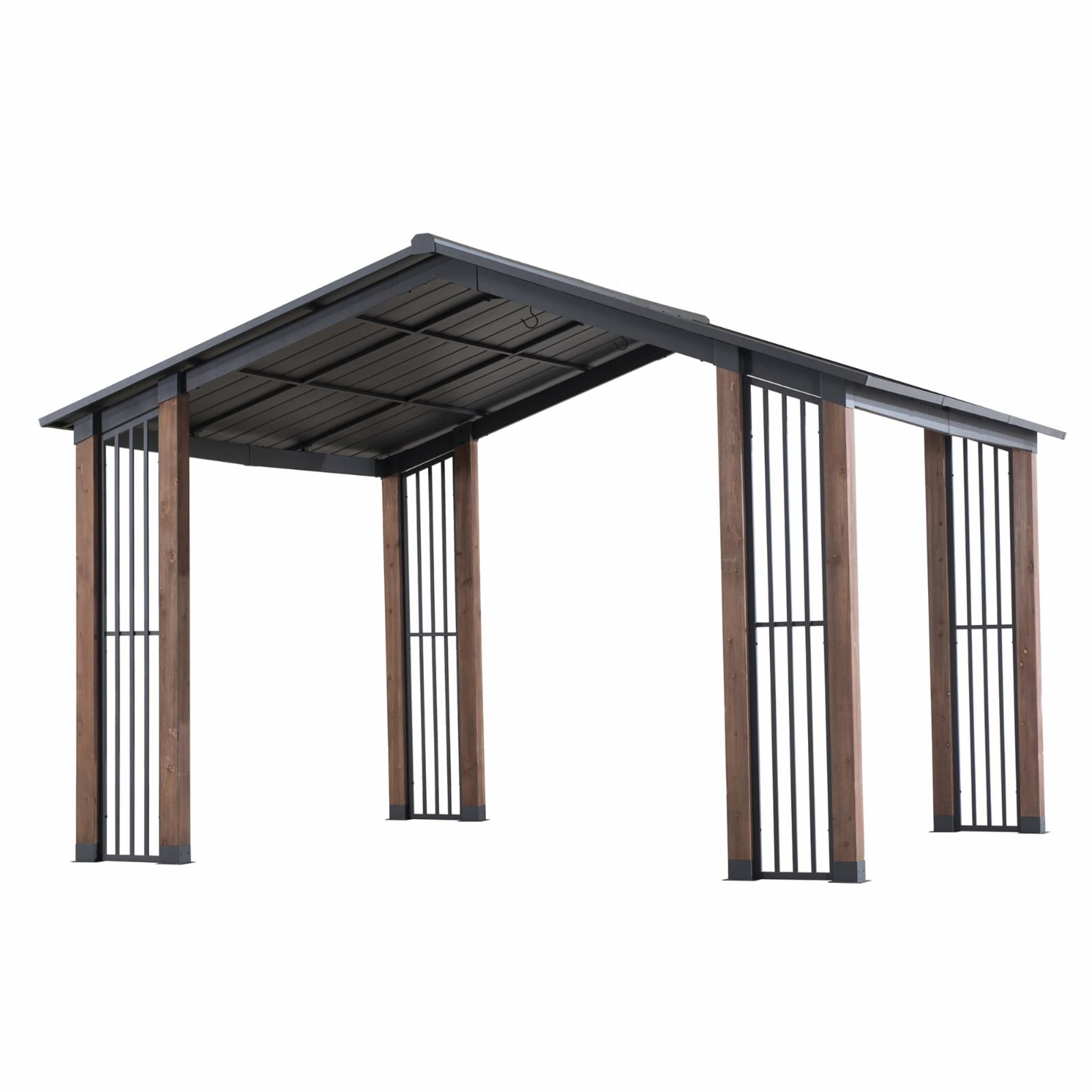 SummerCove Clint 11 ft. x 13 ft. Cedar Framed Gazebo with Steel Hardtop Roof - Black