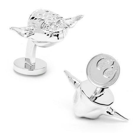 Star Wars Palladium Plated 3-D Yoda Head Cufflinks