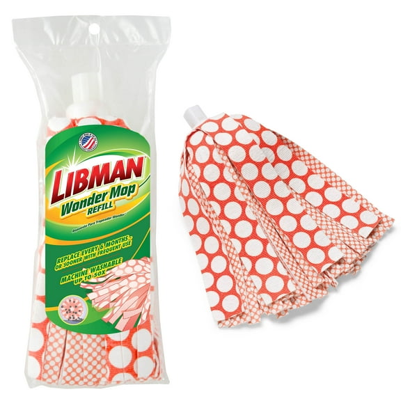 Libman Wonder Mop Orange White Microfiber Snap-on Refill Head
