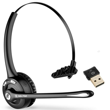 Delton Wireless Noise-Canceling Mono Headset Over-the-Head Black DBTHEAD10XBTDL