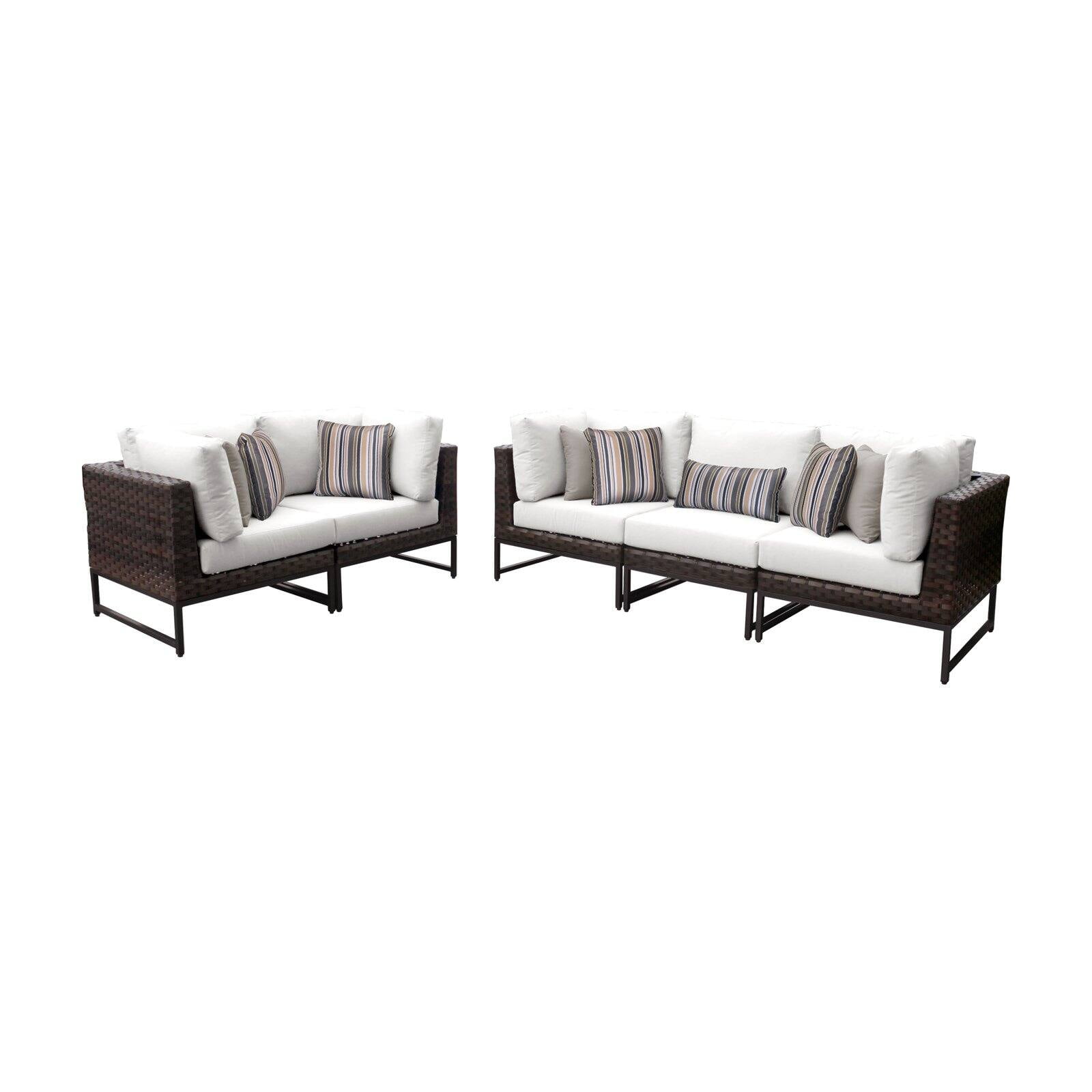 TK Classics Barcelona Wicker 5 Piece Sectional Sofa and Loveseat Patio