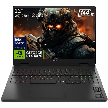 HP OMEN 16 Gaming Laptop, Intel Core Ultra 9 285H(>i9-14900), GeForce RTX 5070, 16" 144Hz IPS Copilot AI PC, 32GB DDR5 RAM, 1TB SSD, Backlit Keyboard, Windows 11 Pro Laptop Computer