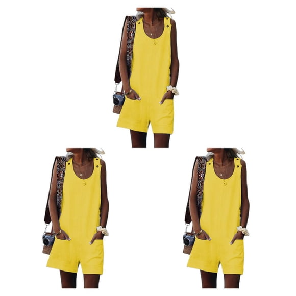 Minnieouse Mujeres Cuello Sin Mangas Mono General Estilo Casual Bolsillos Delanteros Mono Mameluco Camping Viajar Amarillo M Type1 NO1