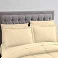 thumbnail image 2 of DNG Creations 5 Piece Box Stitched Striped Pattern Comforter 100% Egyptian Cotton Quilt Cover 800 TC All Season 550 GSM ( Oversized Queen Size ) Stripe Ivory Colour, 2 of 5