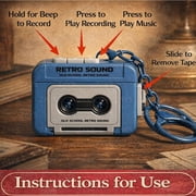 Mini Cassette Player Keychain – Portable Audio Cassette Player with Built-In Recorder – Retro Compact Tape Player for Playback & Voice Recording – Pocket-Sized Nostalgia Gift
