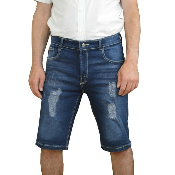 SKYLINEWEARS Men Ripped Distressed Shorts Slim Fit Denim Jeans Shorts with Broken Hole