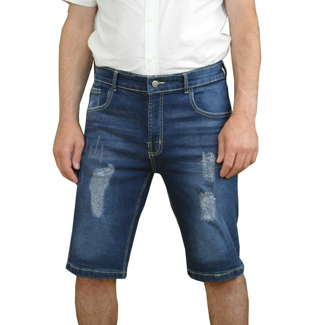 SKYLINEWEARS Men Ripped Distressed Shorts Slim Fit Denim Jeans Shorts ...