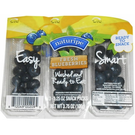 Naturipe Fresh Blueberries Snack Packs, 1.25 oz, 3 count