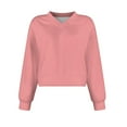 thumbnail image 3 of Women's Casual Long Sleeve V-Neck Cropped Sweatshirt Loose Fit Pullover Top for Workout and Everyday Wear, 3 of 4