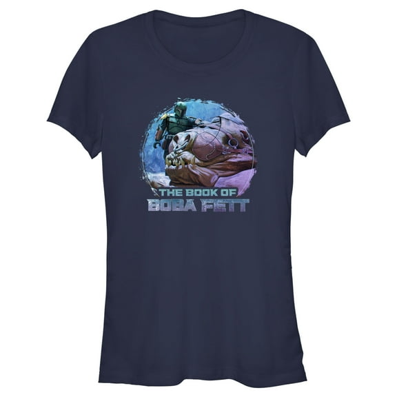 Junior's Star Wars: The Book of Boba Fett Rancor and Boba  Graphic Tee Navy Blue X Large