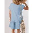thumbnail image 3 of Vestido BLENCOT para mujer, cuello redondo, manga corta, mini, azul beau, 3 of 3