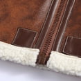 thumbnail image 6 of IROINNID Men's Long Sleeve Faux Leather Stand Collar Short Jacket Solid Color Leisure Thick Leather Coat, Stand Collar Pocket Leather Coat Warm Windproof Coat, 6 of 8