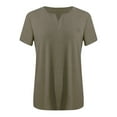 thumbnail image 2 of Kureaily Ladies Top V Neck Solid Color Short Sleeve Pocket Loose T Shirt Summer Lightweight T-Shirts, 2 of 3