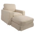 thumbnail image 7 of Sunset Trading Americana Fabric Slipcovered Chair and Ottoman in Linen Gray, 7 of 7