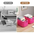 thumbnail image 6 of 6 Pack Pink Storage Bins with Lids Stackable Storage Container for Organizing, Storage Boxes with Handle for Shelves, Cute Storage Bin for Craft, Snacks, 9.85x6.9x5.7 inch, 6 of 15