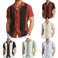 thumbnail image 6 of Men Casual Vintage Bowling Shirt Hawaiian Short Sleeve Button Down Loose Shirt, 6 of 7