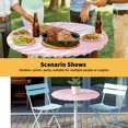 thumbnail image 6 of Elastic Fitted Round Tablecloth, Coral Pink Waterproof Stretch Table Cover for 45"-54" Tables, Coastal White Ocean Marine Nautical Beach Washable Outdoor Tablecloths for Patio, Picnic, Camping, 6 of 9