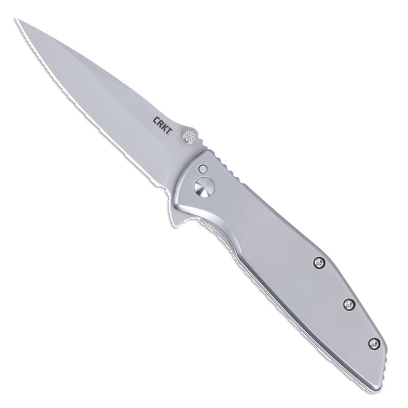 CRKT Slag Everyday Carry Assisted Folding Knife with Frame Lock: D2 Plain Edge Blade, Stainless Steel Handle, Pocket Clip, 7600