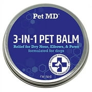 Pet MD Dog Paw Balm - 3-in-1 Paw, Nose/Snout, & Elbow Moisturizer & Paw Protectors for Dogs - 2 oz Paw Wax with Shea Butter, Coconut Oil, & Beeswax