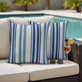 thumbnail image 4 of Blue Striped Outdoor Waterproof Pillow Covers, Farmhouse Modern Stripes Decorative Square Throw Pillowcase Sofa Cushion Sham for Patio/Couch/Chair, 26"x26" 2 Pack, 4 of 8
