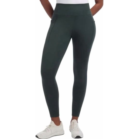 Danskin Women's Brushed Satin Stitch 7/8 Legging, Evergreen, Large