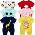 thumbnail image 4 of KEINXS Short Sleeve Summer Baby Rompers Girls Boys Cotton Child Little Kids Rompers Cartoon Baby Clothes, 4 of 5