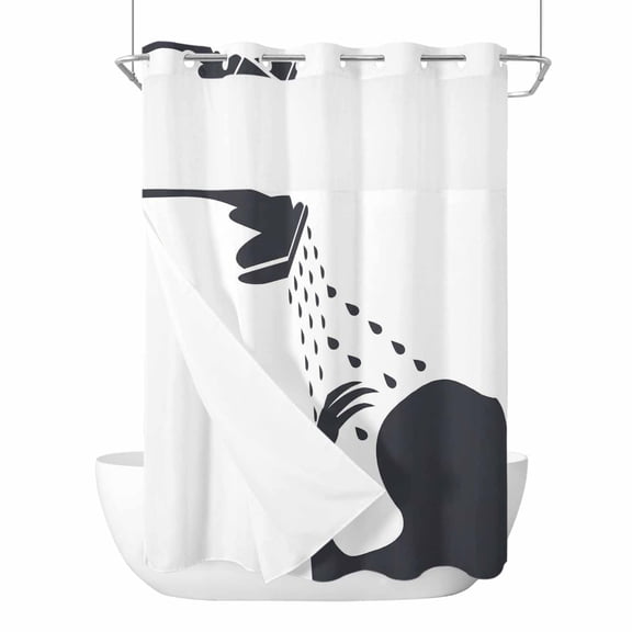 No Hook Shower Curtains with Snap-in Liner Set, Sloths Showering Waterproof Hotel Style Bathroom Shower Curtain, Modern Abstract Art Funny Animals Breathable Mesh Top Window Bath Curtains 72''x84''