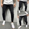 thumbnail image 4 of Mens Jeans Stretch Skinny Pants Street Harajuku Hip-Hop Style Slim Fit Trousers, 4 of 8