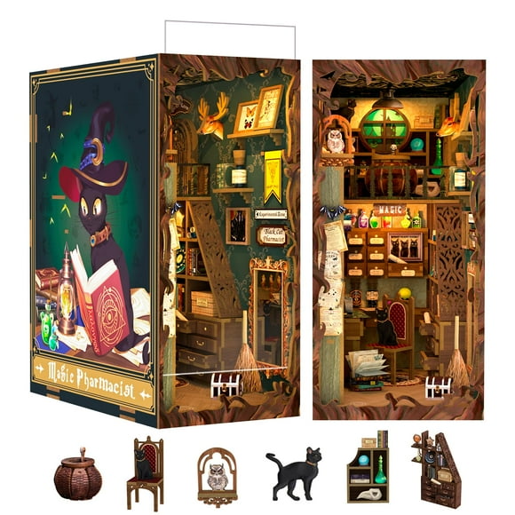 Kit de cuadernillo para libros en miniatura con forma de casa de muñecas Cutefun Magic Pharmacist