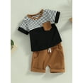 thumbnail image 3 of Coduop Baby Boys Shorts Set,Short Sleeve Striped T-shirt and Shorts Summer 2Pcs Outfit Set, 3 of 9