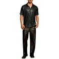 thumbnail image 2 of INSPIRE CHIC Sequin Shirts for Men's Glitter 70s Disco Shirt Button Down Short Sleeve Metallic Tops L Black, 2 of 6