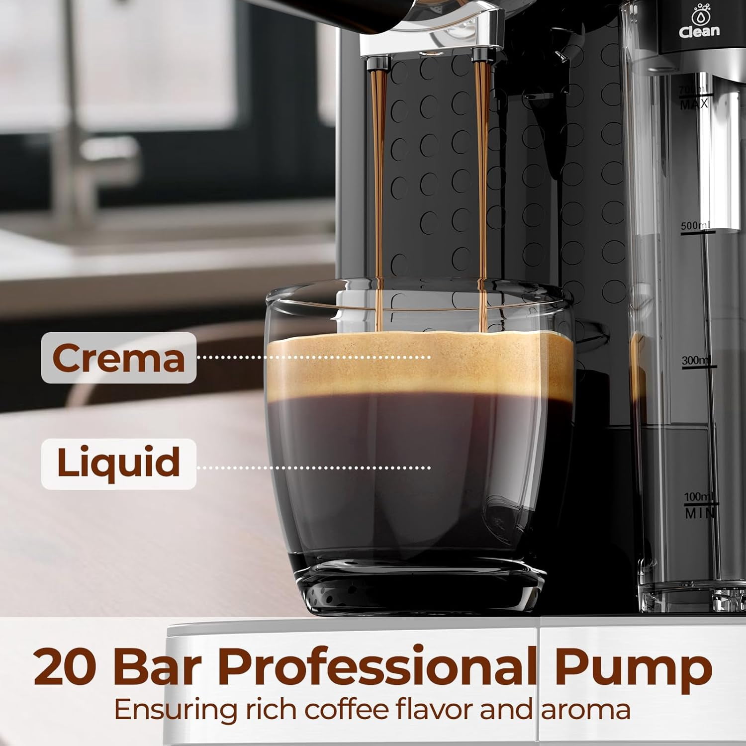 Moifoi 20 Bar Espresso Machine, Multifunctional Coffee Maker with Automatic Milk Frother, Coffee Machine with 57Oz Removable Water Tank & 17 Oz Milk Tank, Cappuccino, Latte