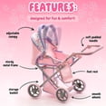 thumbnail image 5 of Dolls To Play Baby Doll Convertible Pram Stroller with Removable Bassinet Carrier, Adjustable Handle, Canopy & Storage Basket, Purple, 25 Inch, 5 of 7