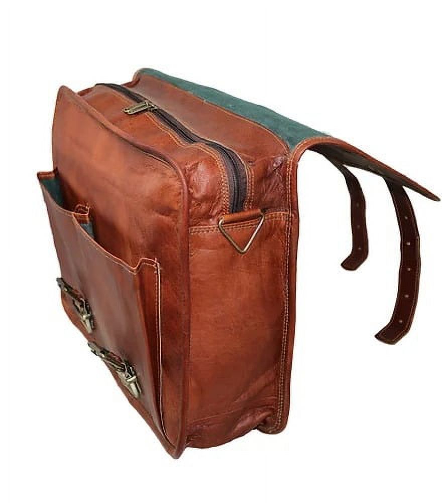 Jaald 16" Leather Messenger Bag Laptop Crossbody Shoulder Side Bag Satchel Gift for Men Women Office Work Briefcase