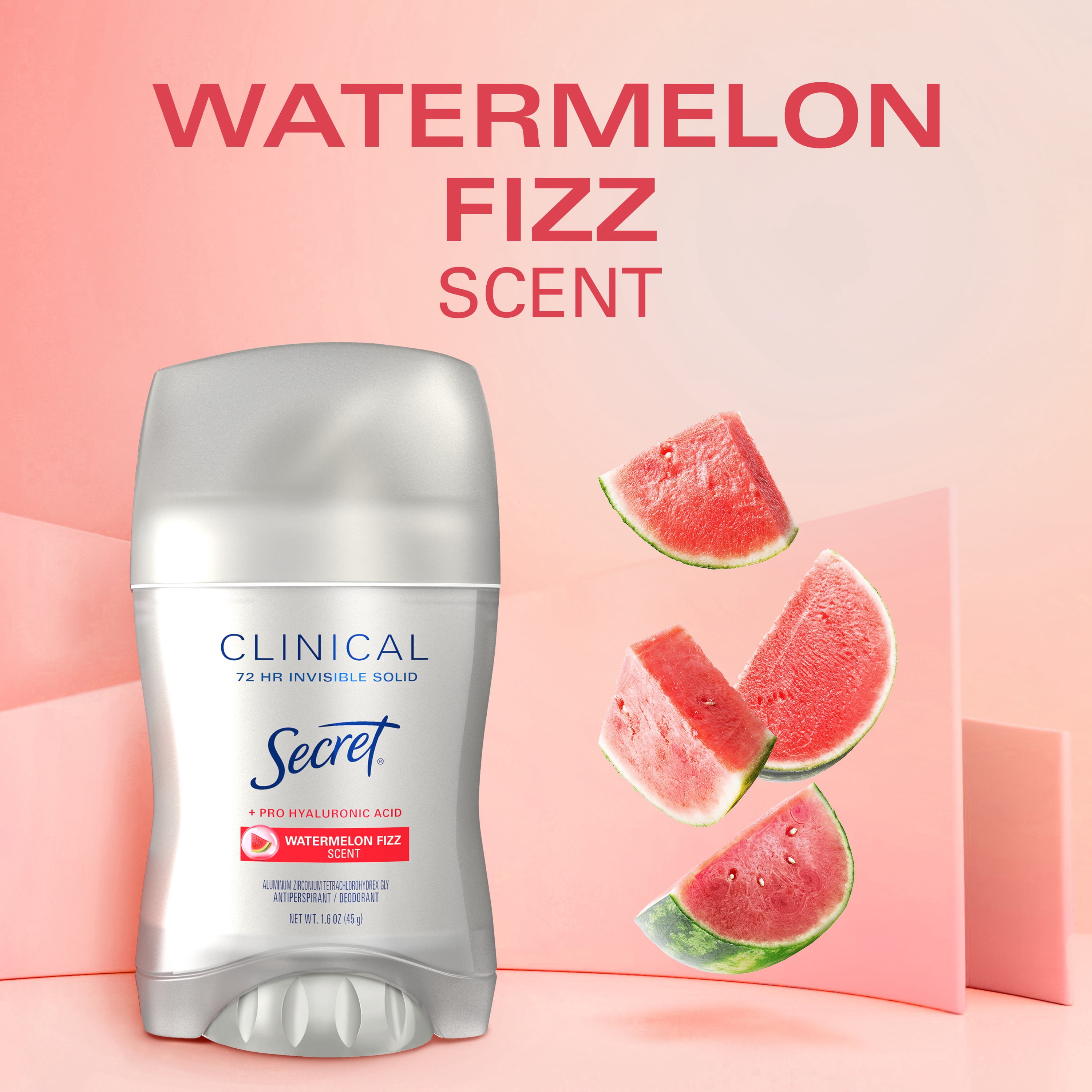 Secret Clinical 72 HR Invisible Solid Antiperspirant Watermelon Fizz with Pro-Hyaluronic Power 1.6 oz