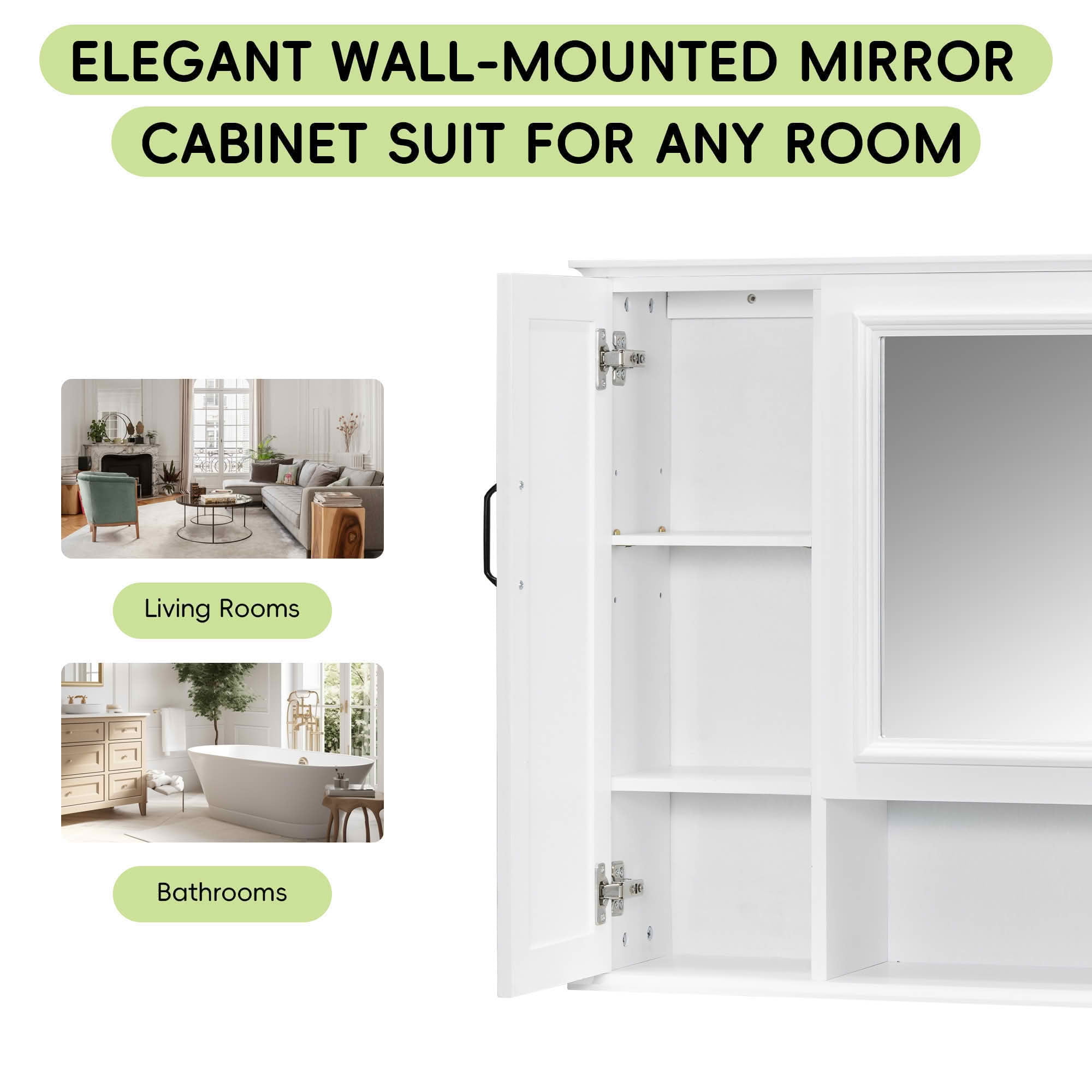 MAYEERTY 36" Bathroom Vanity with Sink White MDF Rubberwood 3 Drawers Adjustable Shelf Freestanding