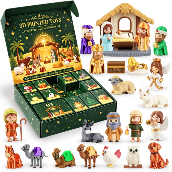 Advent Calendar 2026, 24 Day Christmas Countdown Calendar,3D Printed Mini Jesus Figurines,Holiday Collectible Surprise Figures,Christmas Gifts for Kids and Family