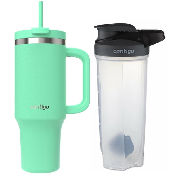 Termo Contigo Vaso Térmico Asa 40oz Acero Mezcladora Shaker verde