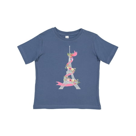 

Inktastic Eiffel Tower in Paris with Flowers and Pink Banner Gift Toddler Boy or Toddler Girl T-Shirt