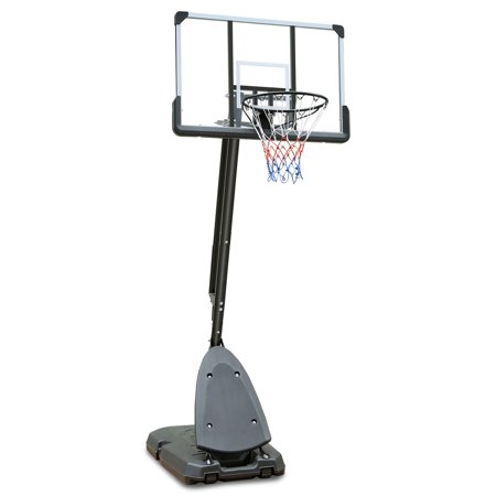 FARONZE 7.5-10ft Adjustable Height Portable Basketball System,Gray, 44 Inch Backboard