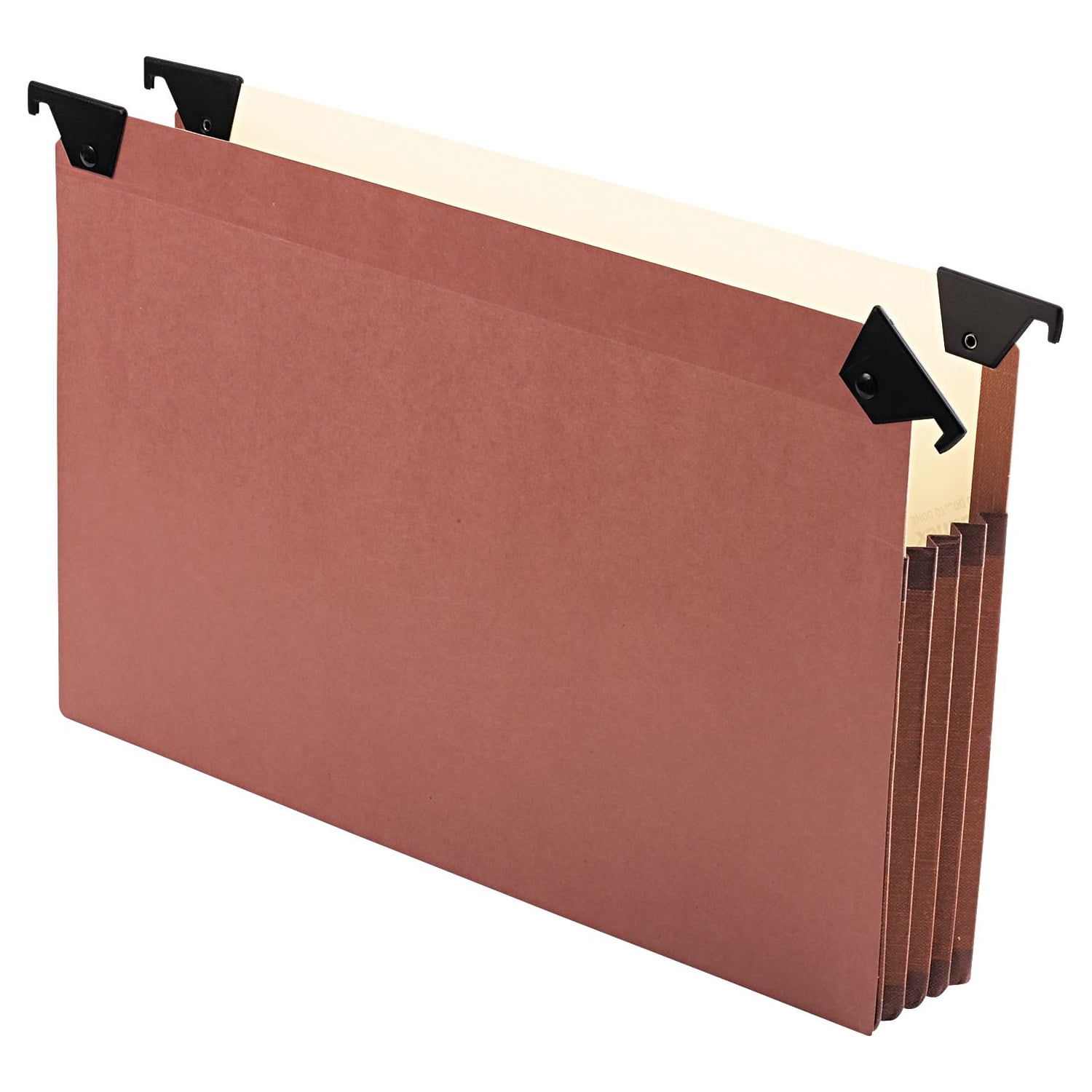 Remanufactured 3 1/2 Hanging File Pockets With Swing Hooks, 1/3 Tab, Letter, Brown, 5/box