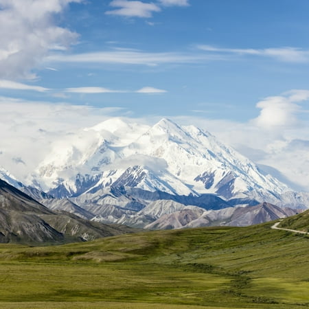 Cute Pic Frames Scenic view of Denali and Thorofare Pass as seen from Stony Hill Denali National Park Interior Alaska Summer Stretched Canvas - Ray Bulson Design Pics (15 x 15) ()