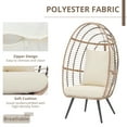 thumbnail image 2 of Bigleap Wicker Egg Chair, Outdoor Indoor Egg Basket Lounge Chair w Cushion for Patio Backyard Garden Living Room,Beige, 2 of 7