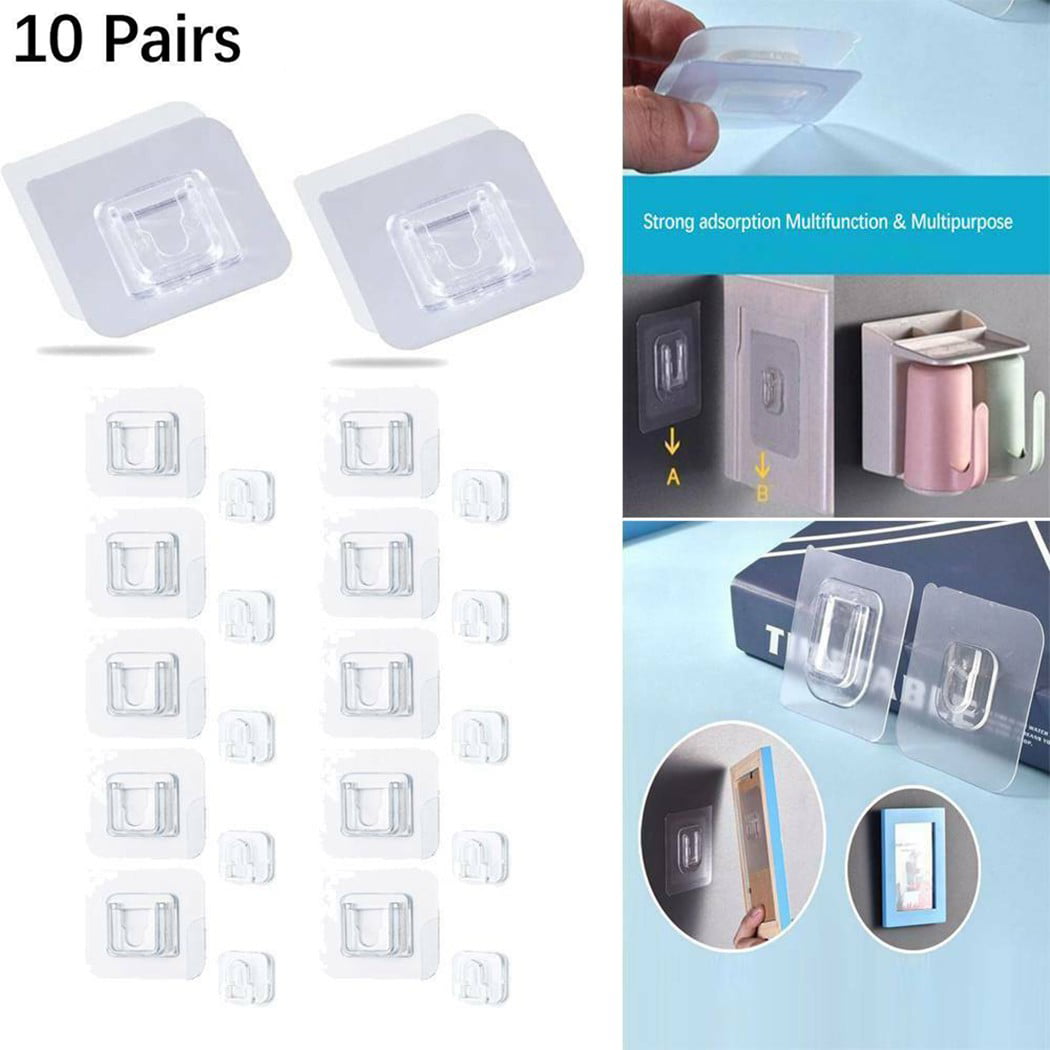 Details about   10Pairs Double-sided Adhesive Wall Door Hooks For Home Life Hangging Tool 